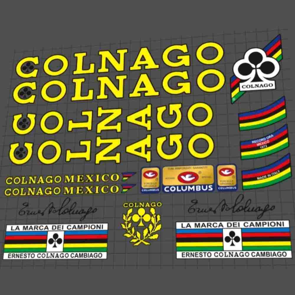 COLNAGO(コルナゴ)MEXICO(メキシコ)フレームステッカーセット(イエロー/ブラックアウトライン)