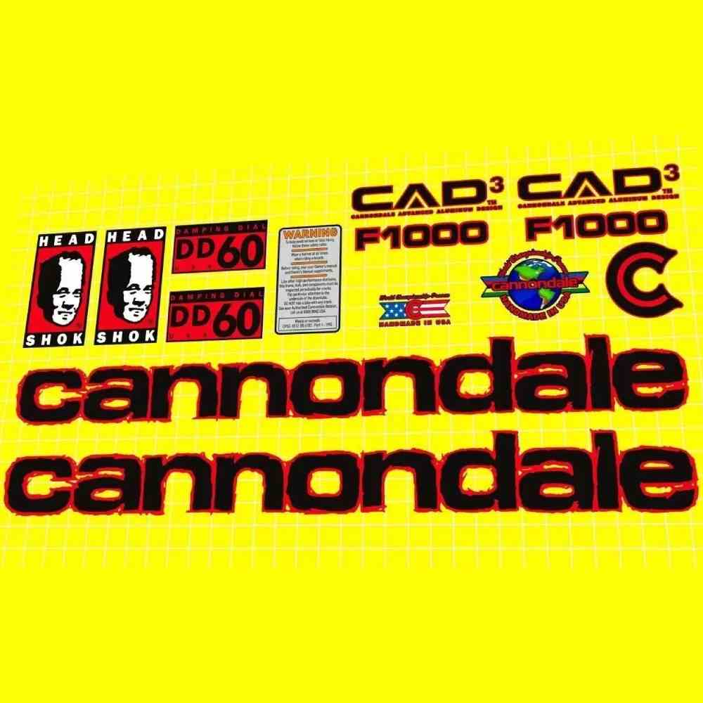 cannondale(キャノンデール)CAD3 F1000フレームステッカーセット(1997/ブラック/レッド)