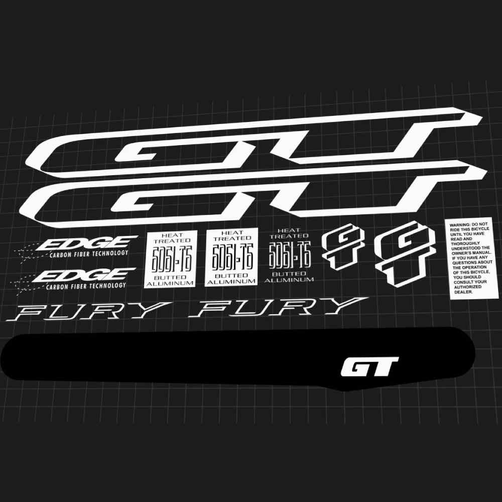 GT(ジーティー)FURY(フューリー)フレームステッカーセット(1997/ホワイトアウトライン)