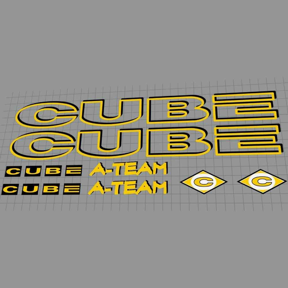 CUBE(キューブ)A-TEAM(エーチーム)フレームステッカーセット(1997/イエローアウトライン)