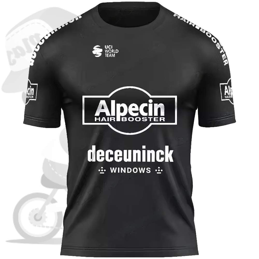 Alpecin-Deceuninck(アルペシンドゥクーニンク)アフターレースシャツ(ブラック/ホワイトロゴ)