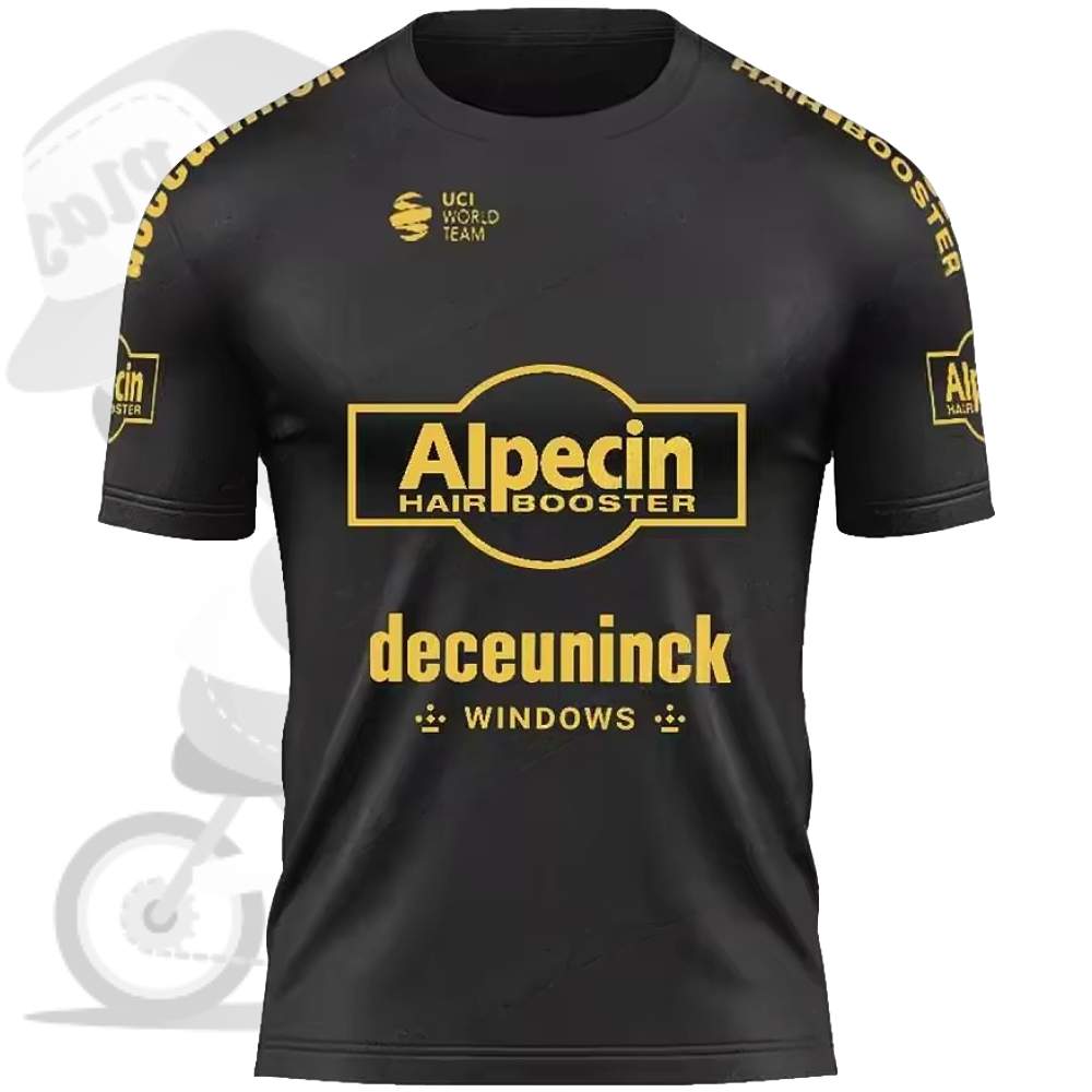 Alpecin-Deceuninck(アルペシンドゥクーニンク)アフターレースシャツ(ブラック/ゴールドロゴ)
