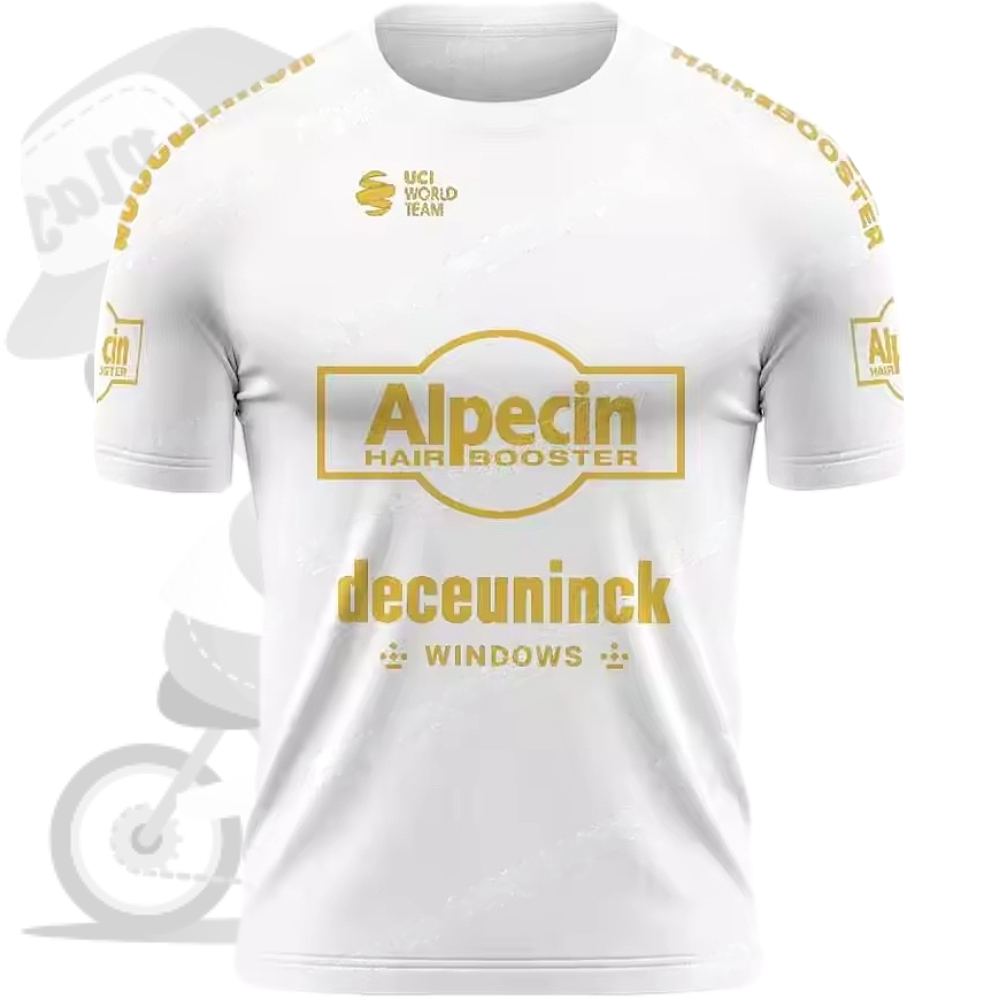 Alpecin-Deceuninck(アルペシンドゥクーニンク)アフターレースシャツ(ホワイト/ゴールドロゴ)