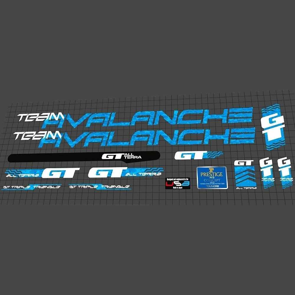 GT(ジーティー)TEAM AVALANCHE(チームアバランチェ)フレームステッカーセット(1990)