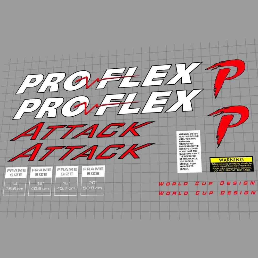 PRO-FLEX(プロフレックス)ATTACK(アタック)フレームステッカーセット(グリーンカラーフレーム用/1996)