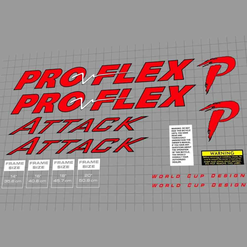 PRO-FLEX(プロフレックス)ATTACK(アタック)フレームステッカーセット(イエローカラーフレーム用/1996)