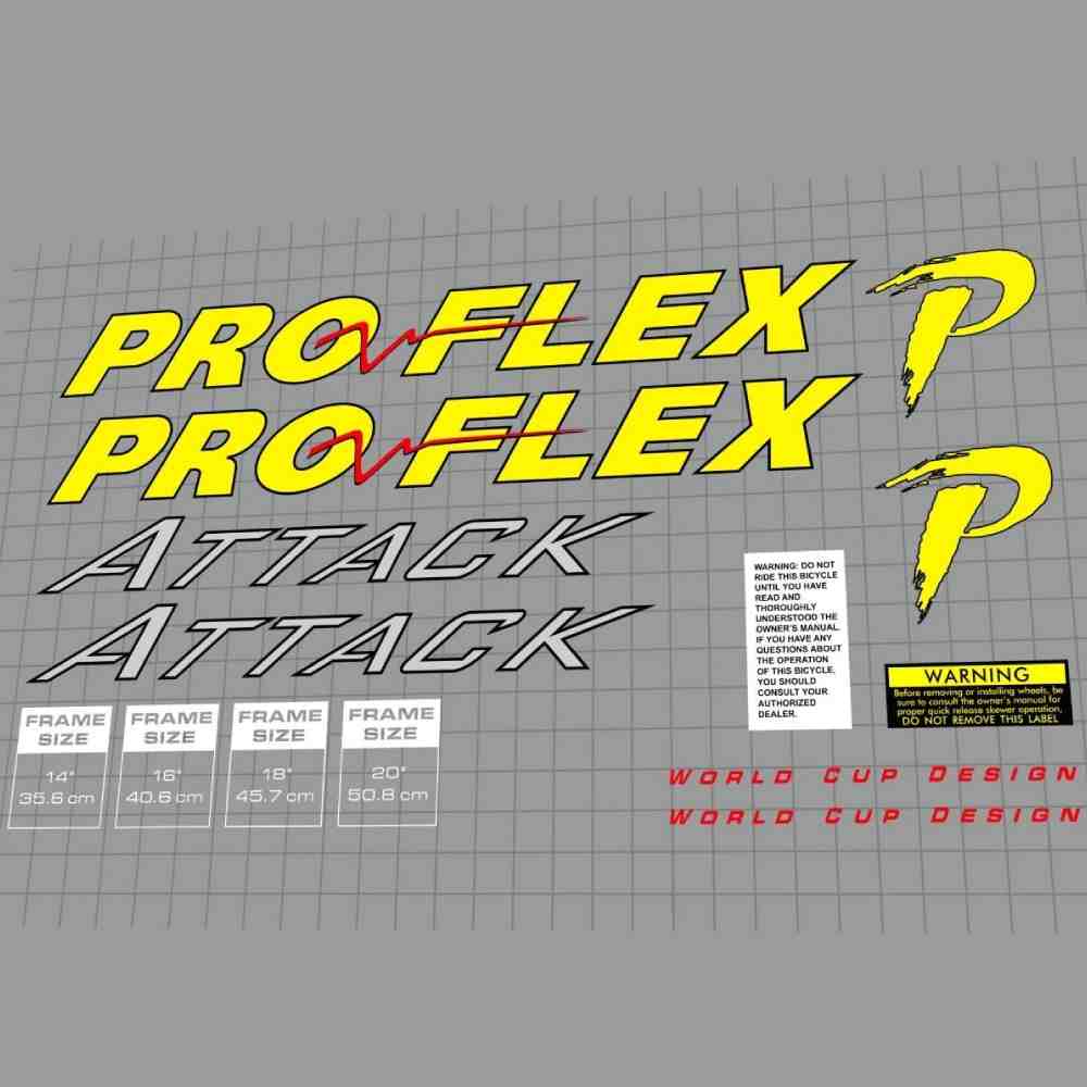 PRO FLEX(プロフレックス)ATTACK(アタック)フレームステッカーセット(1996/カスタムバージョン)