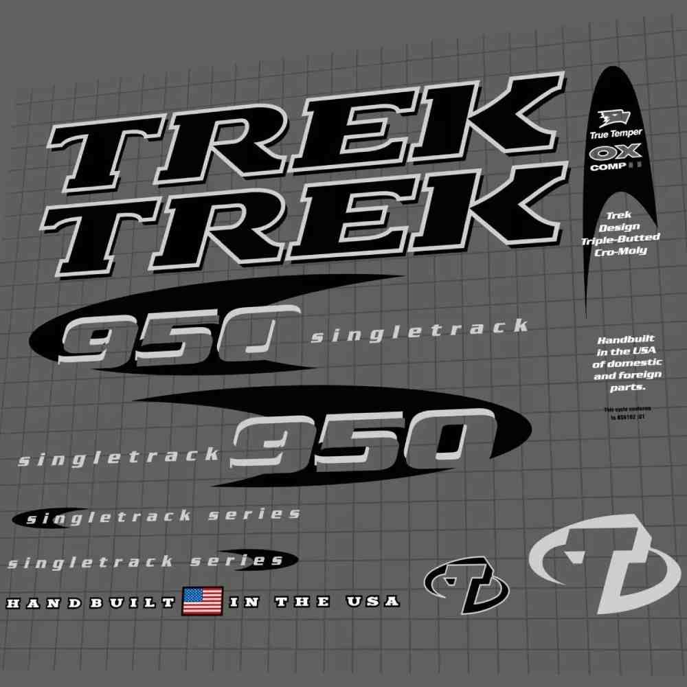 TREK(トレック)950 singletrack(シングルトラック)フレームステッカーセット(1998/ブルーカラーフレーム用)