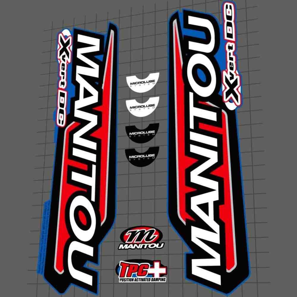 MANITOU(マニトゥ)X-vert DC(エックスバートディーシー)フロントサスペンションフォークステッカーセット(ブルー/2001)