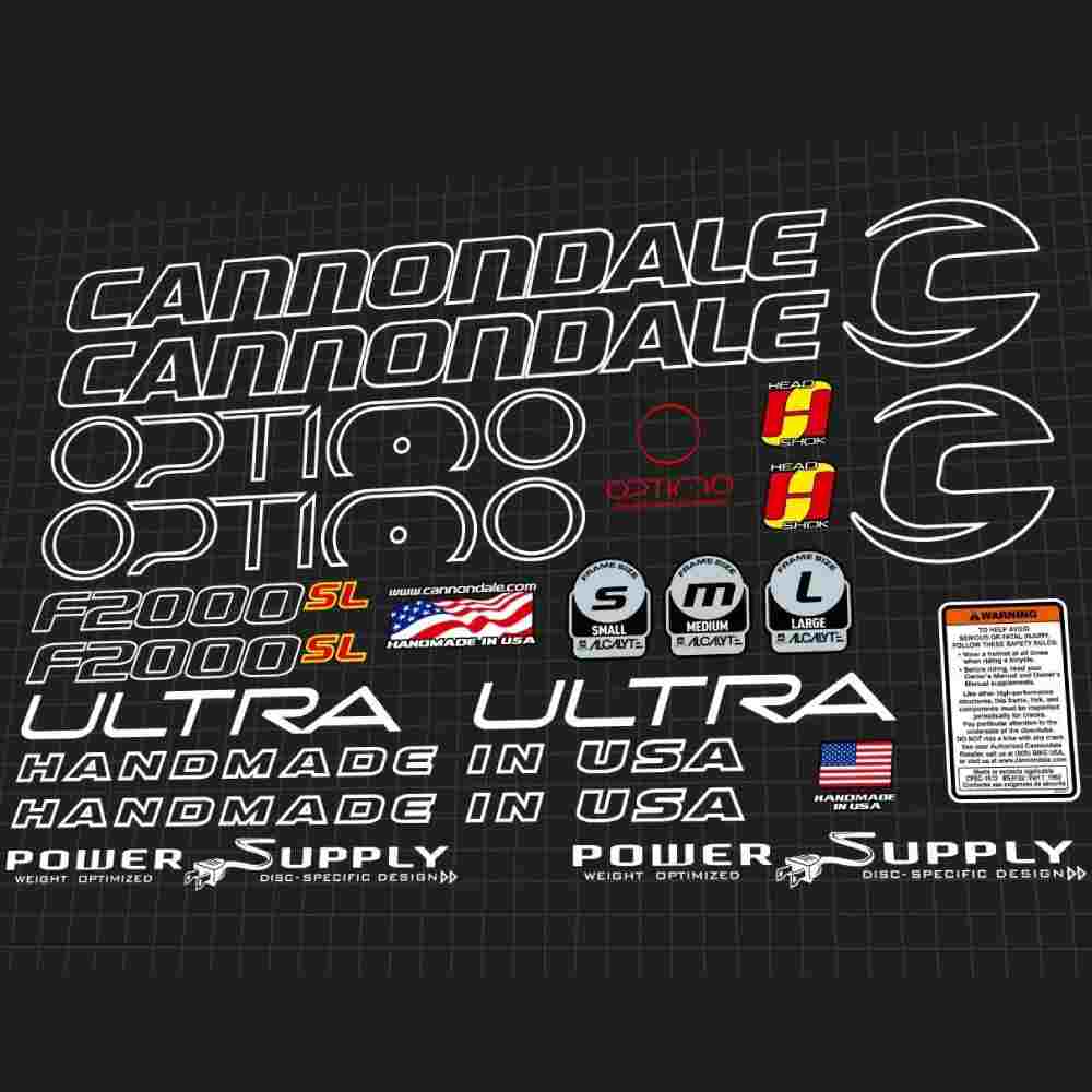 cannondale F2000 SLフレームステッカーセット(ホワイト/2004)
